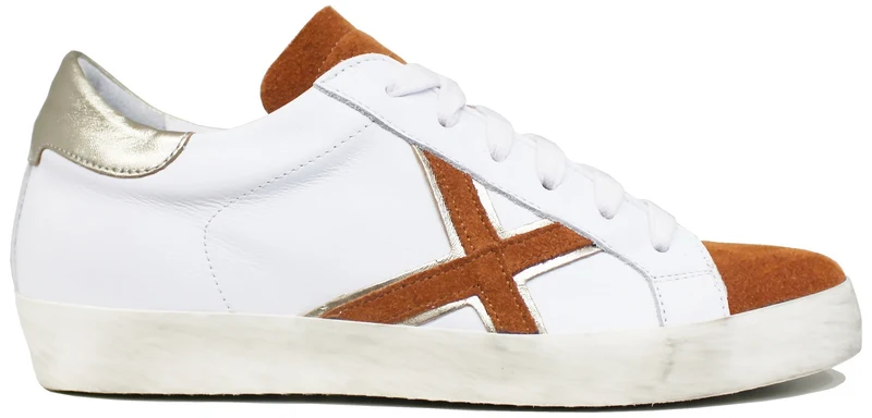 |SNEAKER DONNA X PELLE BIANCO/ROSSO MATTONE|