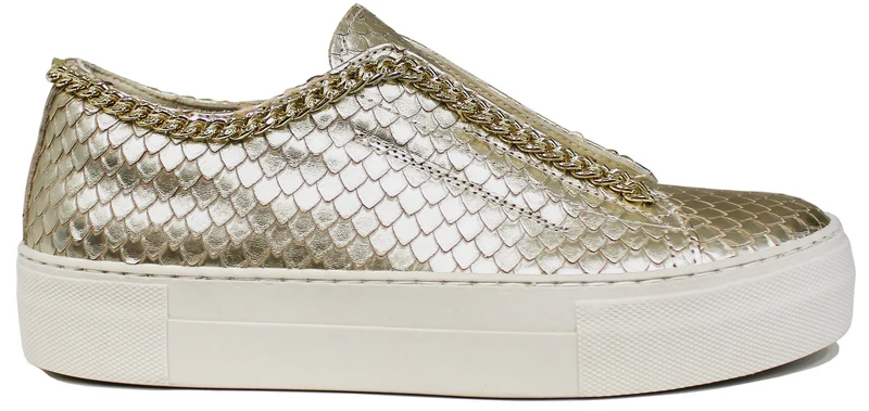 |SNEAKER DONNA SQUAMA CATENA PLATINO|