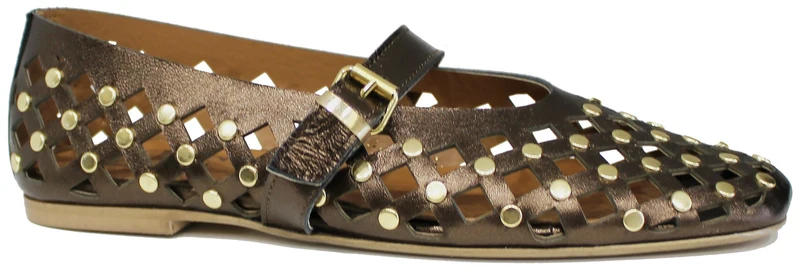|BALLERINA BORCHIATA PELLE FORATA LAMINATA BRONZO|