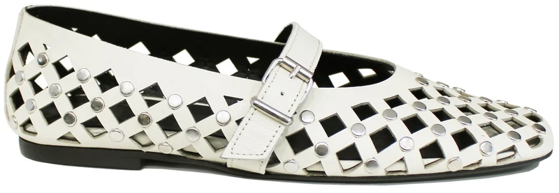 |BALLERINA BORCHIATA PELLE FORATA BIANCA|