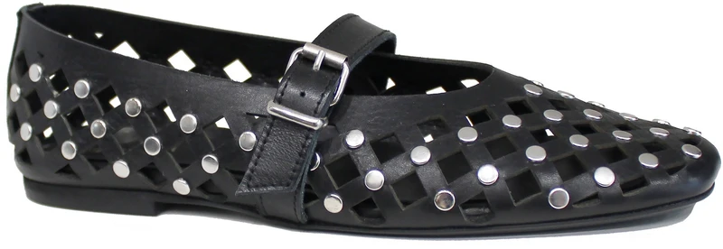 |BALLERINA BORCHIATA PELLE FORATA NERA|