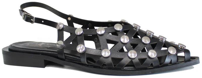 |SLINGBACK BASSA A PUNTA BORCHIATA PELLE NERA|