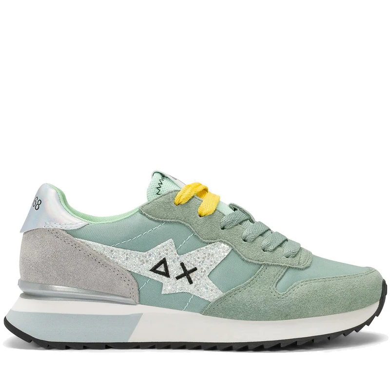 Scarpe Donna Sun68 Sneakers Stargirl Glitter Logo Colore Verde Salvia - Z36214