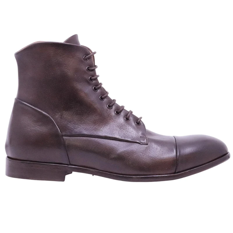 Crispiniano 124-14 stivaletto uomo pelle marrone con zip interna