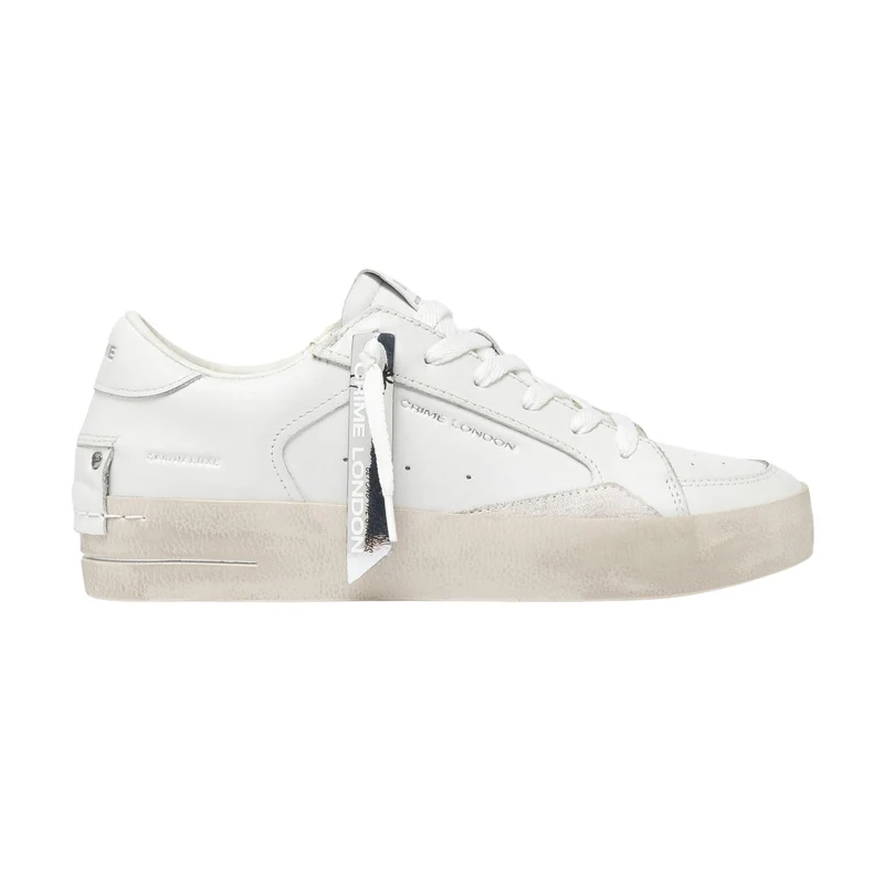 Crime London SK8 Deluxe Vanilla White 21111 sneaker donna in pelle bianca e camoscio casual
