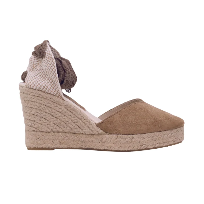 Lagoa Melilla espadrillas donna con zeppa in camoscio marrone