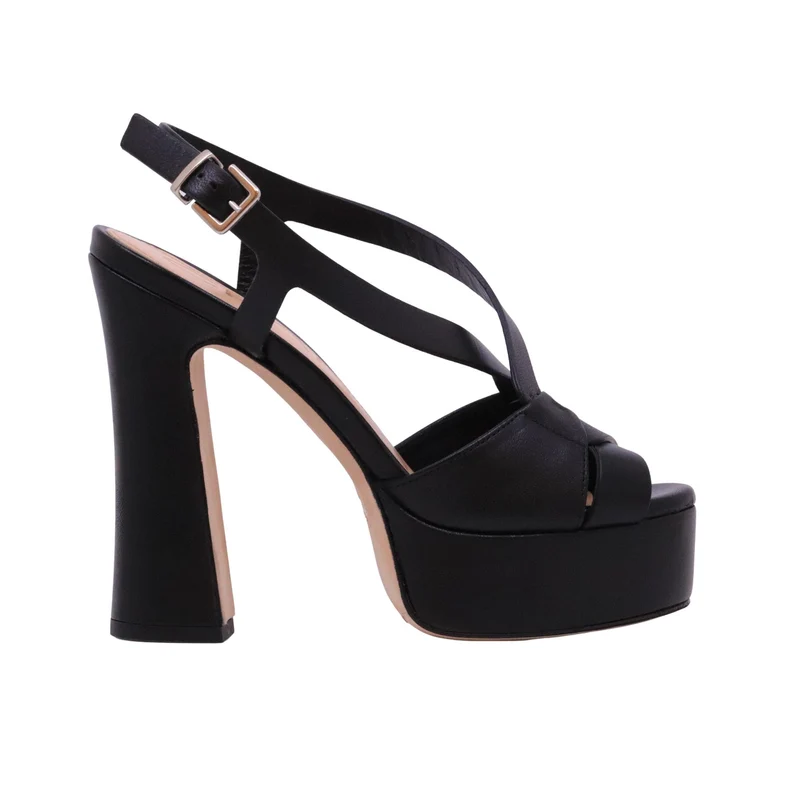 Chantal 3101 Nappa Nero sandalo donna con plateau in pelle nera