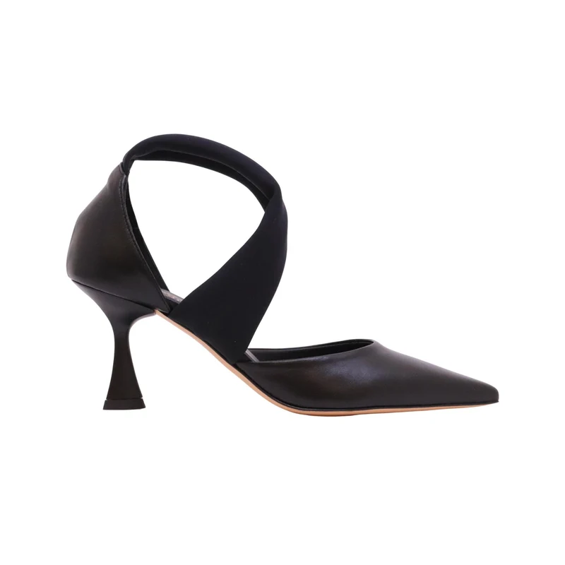 Isabelle Paris IS712 Nappa Nero décolleté donna con fascia elastica e tacco 7 cm
