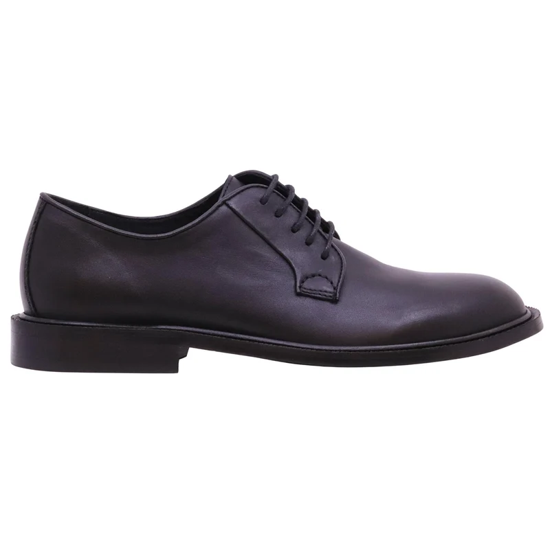 Antica Cuoieria 23050 derby uomo in pelle nera con suola in cuoio