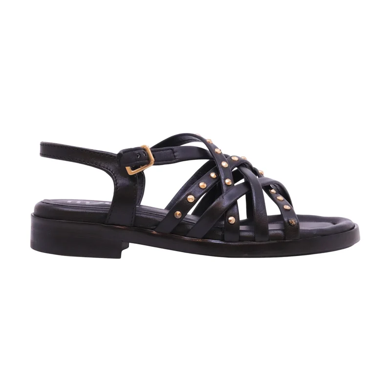 Mjus Orlana N17011 sandalo donna in pelle nera con borchie casual estivo
