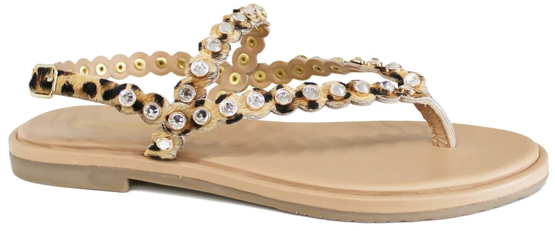 |SANDALO INFRADITO STRASSATO CAVALLINO BEIGE|