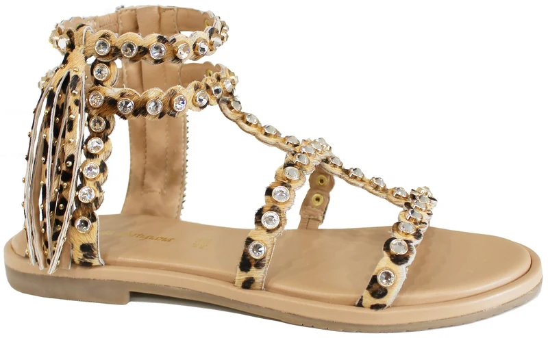|SANDALO STRASSATO BASSO CAVALLINO BEIGE|