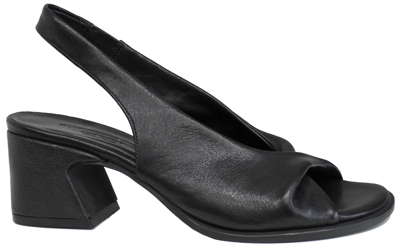 |SANDALO NODO TACCO BASSO PELLE NERA|