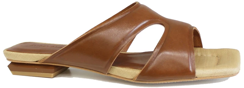 CIABATTA DONNA FASCIATA PELLE CUOIO