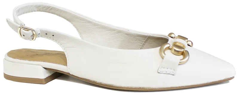|SLINGBACK BASSA A PUNTA PELLE BIANCA|