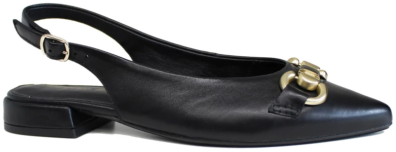 |SLINGBACK BASSA A PUNTA PELLE NERA|
