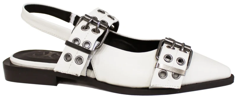 |SLINGBACK BASSA A PUNTA BORCHIATA PELLE BIANCA|