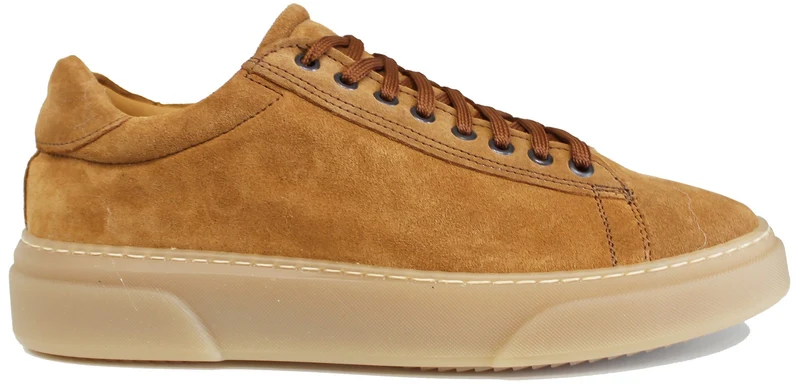 SNEAKER UOMO CAMOSCIO CUOIO SUOLA NOCCIOLA