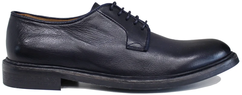 |DERBY UOMO STRINGATA PELLE BLU|
