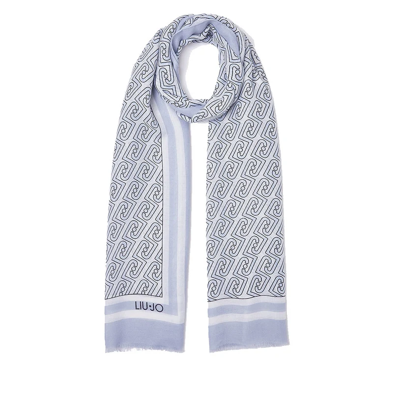 Stola Donna 70 x 180 cm LIU JO in Tessuto Denim Chiaro stampa LJ All Over