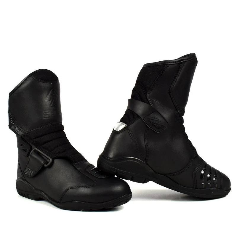 SHUA HUB WP PELLE STIVALI DI MOTO UOMO NERO