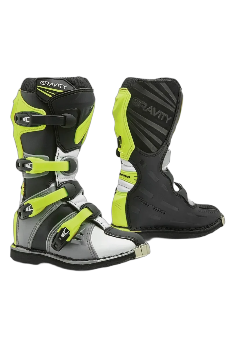 FORMA Gravity Stivali Da Moto Fuoristrada Grigio Bianco Giallo Fluo