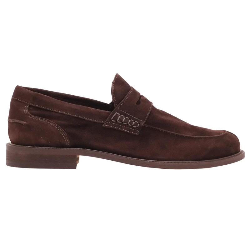 Antica Cuoieria 23115 Amalfi mocassino uomo in camoscio marrone con suola in cuoio