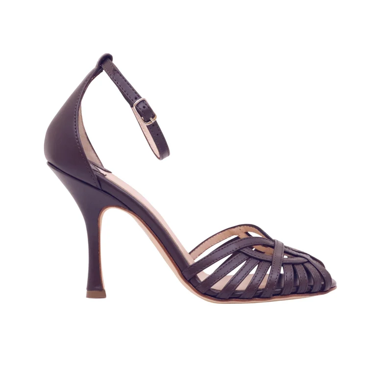 Anna F 3872 Natur sandalo donna stile ragnetto in pelle testa di moro