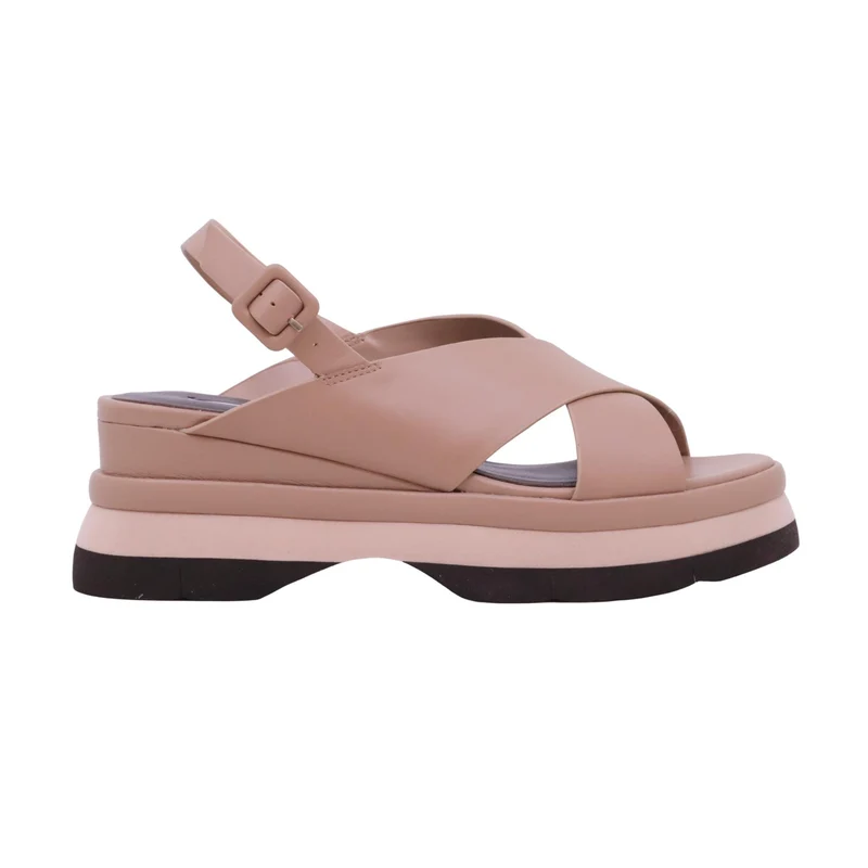 Jeannot AJ523C sandalo zeppa donna in pelle nappa sabbia con cinturino