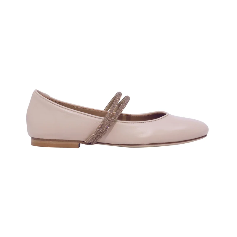 Anna F 1818 ballerina donna 1818 in pelle nappa gesso rosato con strass