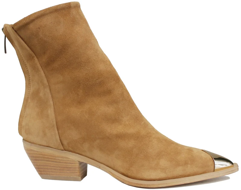 |STIVALETTO DONNA PUNTALE CAMOSCIO CUOIO|