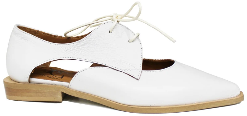 SCARPA DONNA STRINGATA PELLE BIANCA