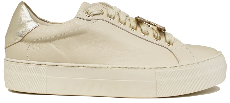 |SNEAKER DONNA "C" PELLE GREIGE/ORO|