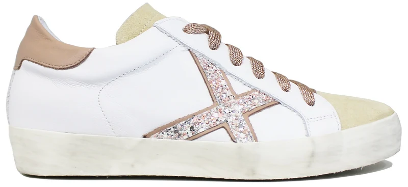 |SNEAKER DONNA X PELLE BIANCA/RAME|