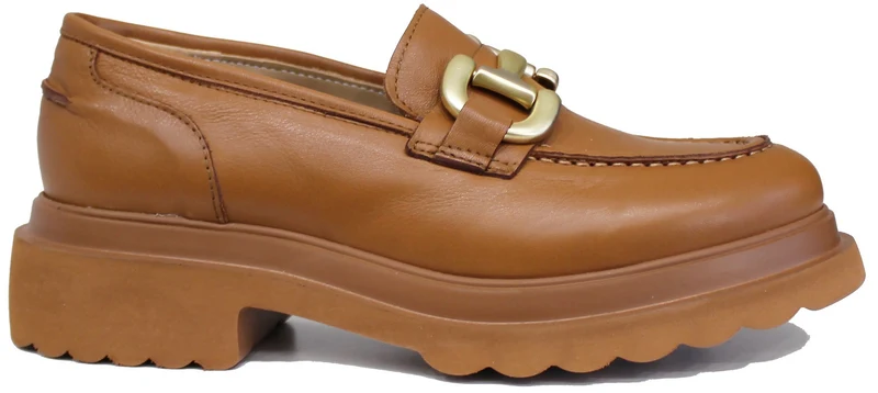 |MOCASSINO DONNA MORSETTO PELLE CUOIO|