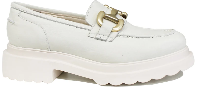 |MOCASSINO DONNA MORSETTO PELLE PANNA|