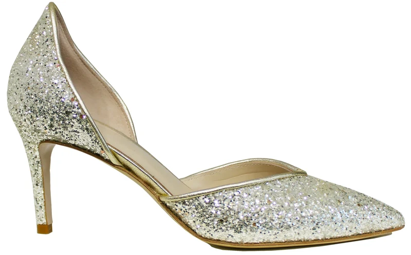 |DECOLTE' A PUNTA LE FABIAN GLITTER PLATINO|
