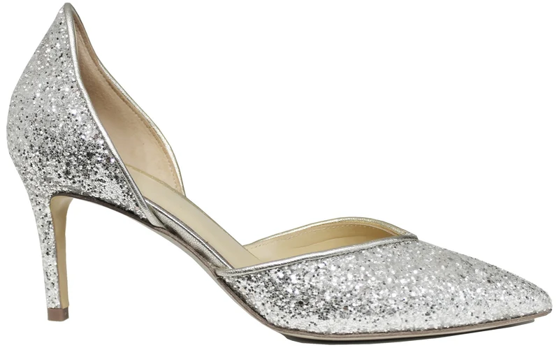 |DECOLTE' A PUNTA LE FABIAN GLITTER ARGENTO|