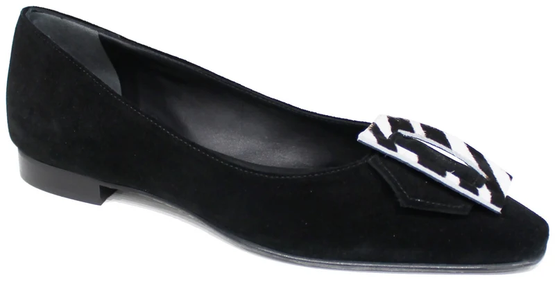 |BALLERINA A PUNTA QUADRATA CAMOSCIO NERO|