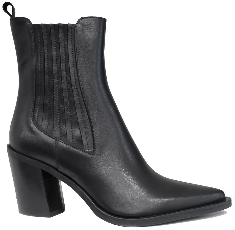 |STIVALETTO DONNA A PUNTA CON TACCO PELLE NERA|