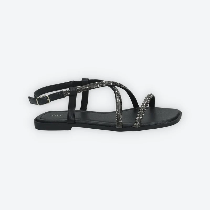 Sandali flat con listini in strass