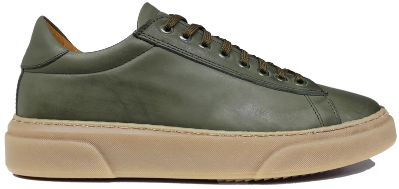 |SNEAKER UOMO PELLE VERDE SUOLA NOCCIOLA|