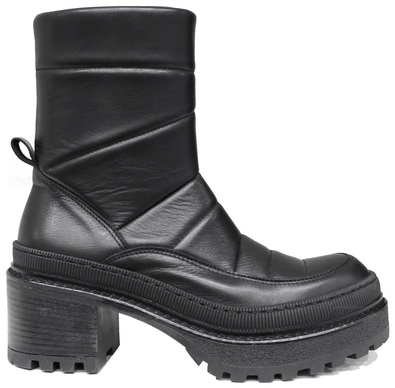 |STIVALETTO TACCO PIEGHE PELLE NERA|