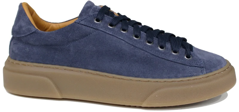 |SNEAKER UOMO CAMOSCIO BLU SUOLA NOCCIOLA|