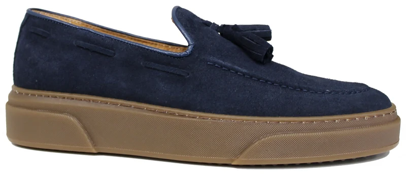 |MOCASSINO SPORTIVO CAMOSCIO BLU SUOLA NOCCIOLA|