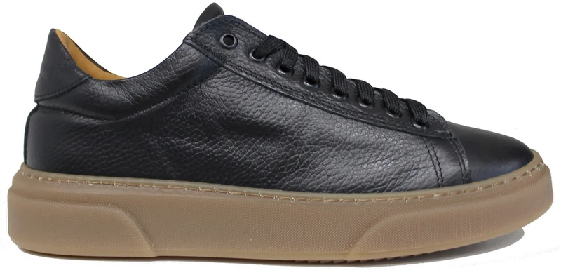 |SNEAKER UOMO BOTTALATA NERA SUOLA NOCCIOLA|