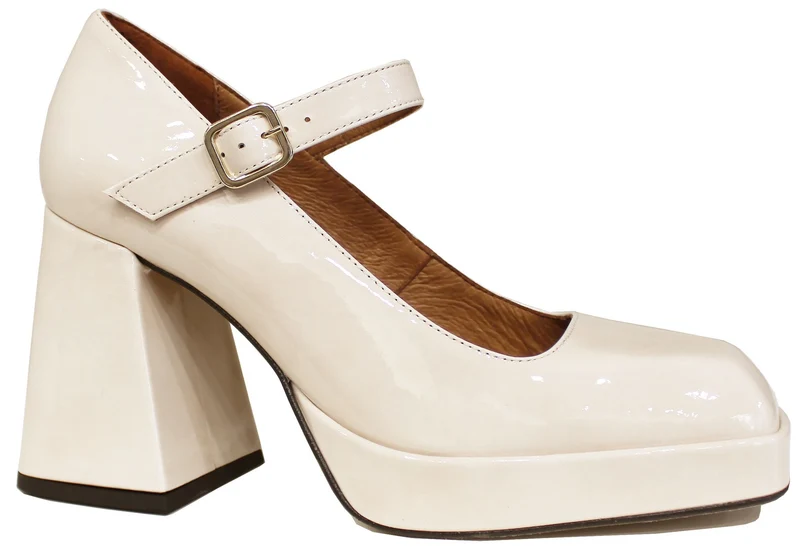 |DECOLTE' TACCO LARGO VERNICE PANNA|