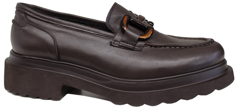 |MOCASSINO DONNA MORSETTO PELLE MARRONE|