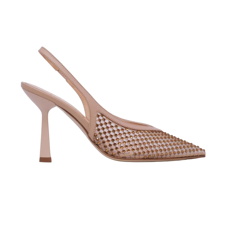 Chantal 1962 3037 slingback donna in capretto fondotinta con strass gold