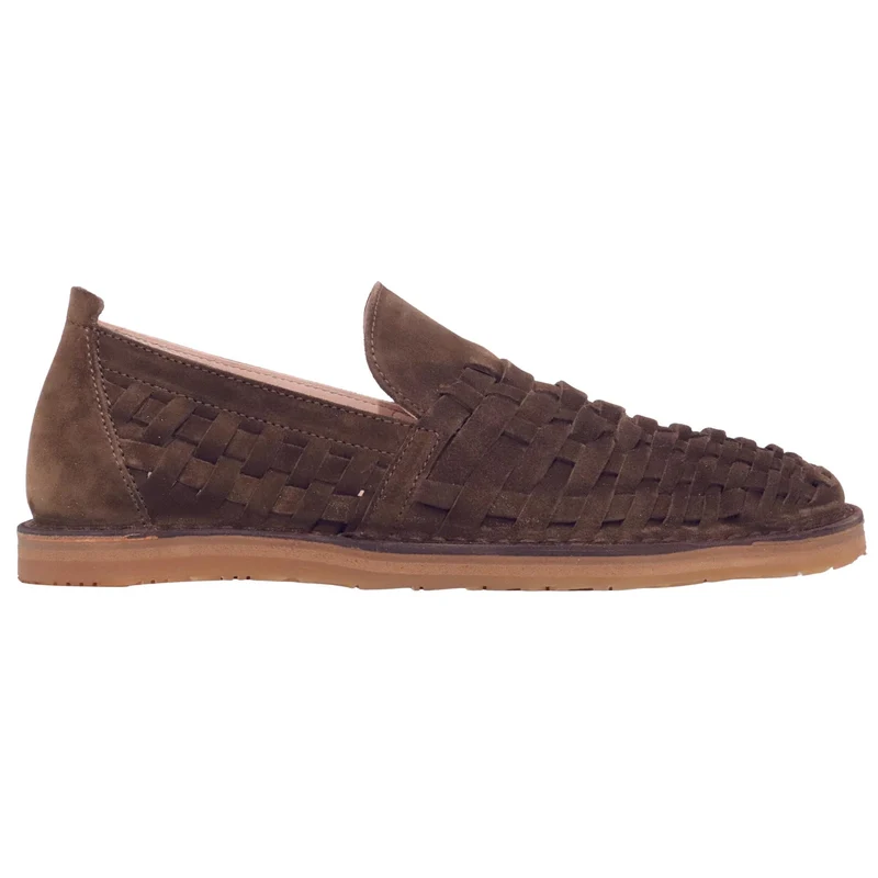 Astorflex Arakflex slip-on uomo in camoscio intrecciato dark khaki